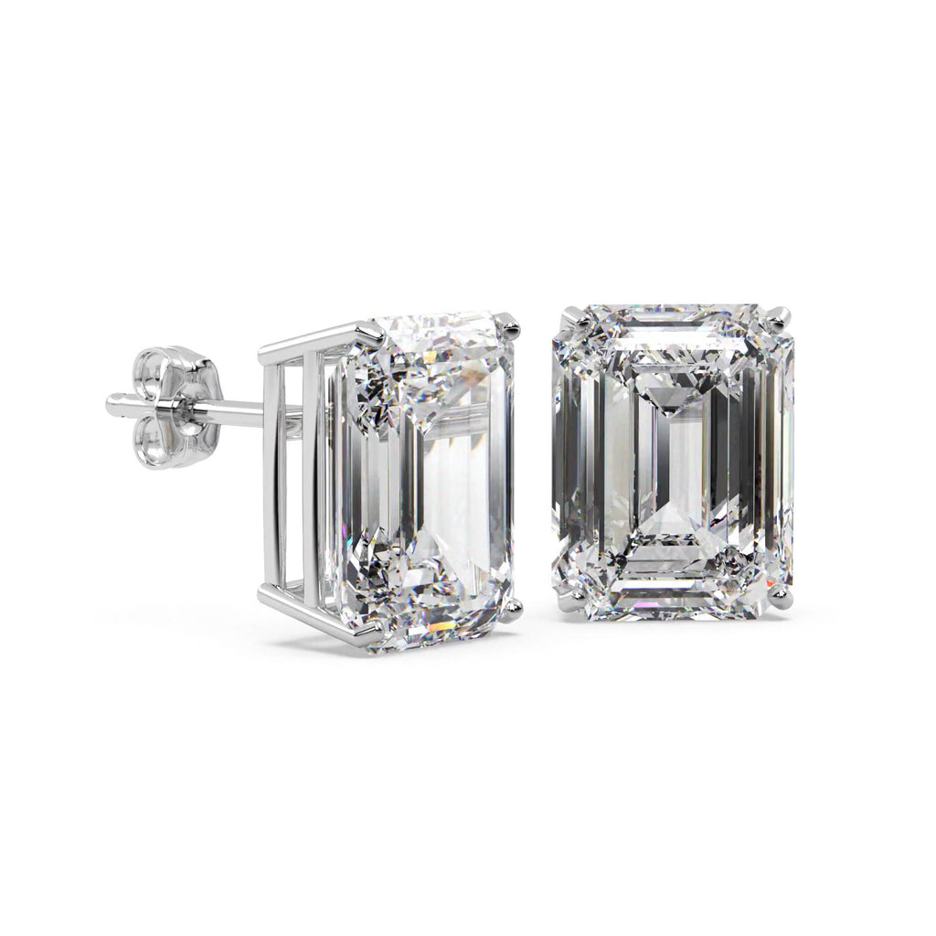 0.75ct Emerald-Cut Diamond Stud Earrings 14kt White Gold (G-H, VS2-SI1)