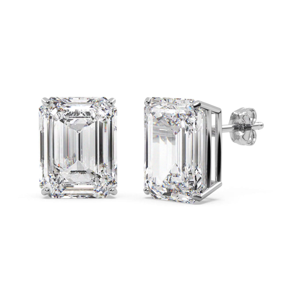 0.50ct Emerald-Cut Diamond Stud Earrings 18kt White Gold (G-H, VS2-SI1)