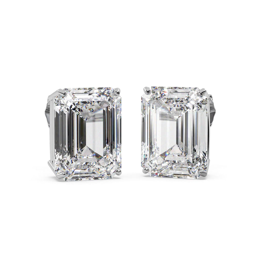 0.75ct Emerald-Cut Lab Diamond Stud Earrings 18kt White Gold (G-H, VS2-SI1)