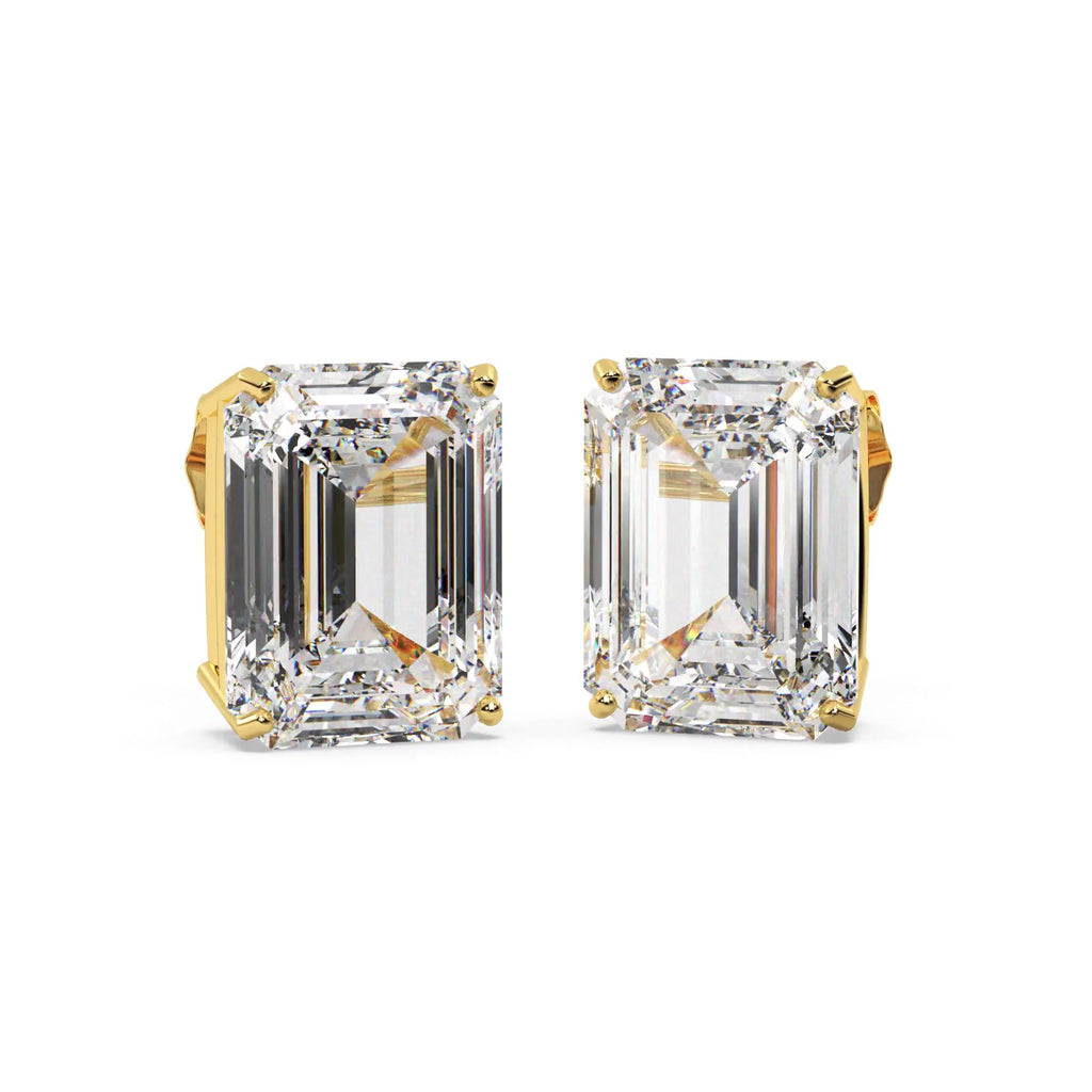 2.00ct Emerald-Cut Lab Diamond Stud Earrings 18kt Yellow Gold (G-H, VS2-SI1)