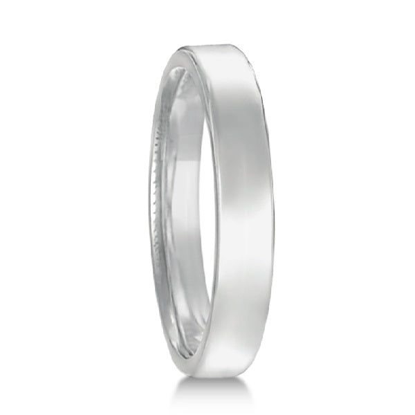 Dome Comfort Fit Wedding Ring Men's European Band 14k White Gold (3mm)
