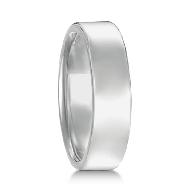 Dome Comfort Fit Wedding Ring Men's European Band 14k White Gold (5mm)
