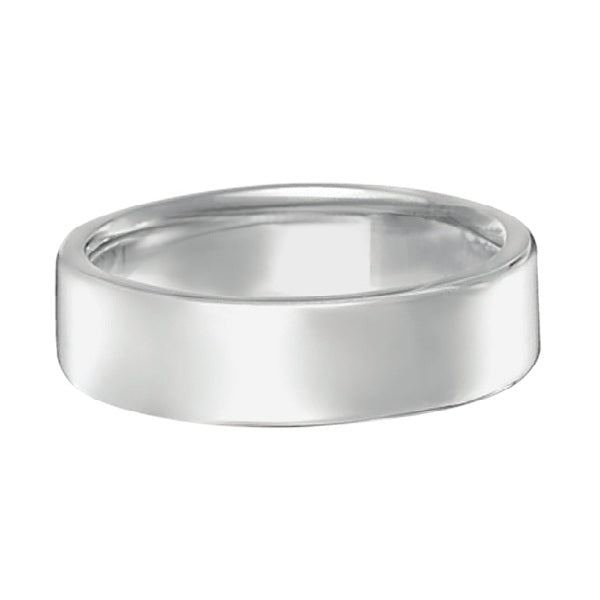 Dome Comfort Fit Wedding Ring Men's European Band 14k White Gold (5mm)