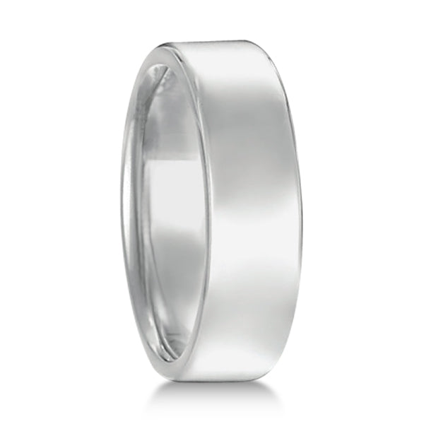 Dome Comfort Fit Wedding Ring Men's European Band 18k White Gold (6mm)