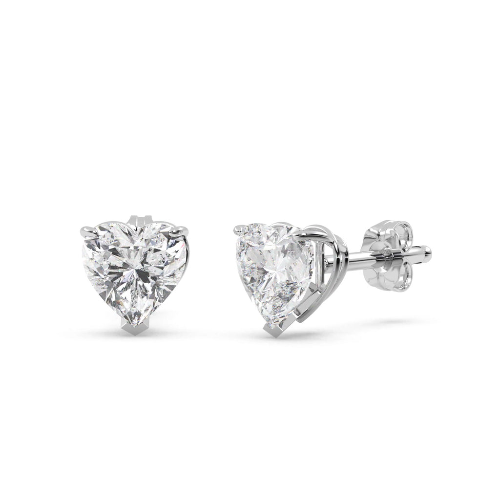 2.00ct Heart-Cut Lab Diamond Stud Earrings 14kt White Gold (F-G, VS1)