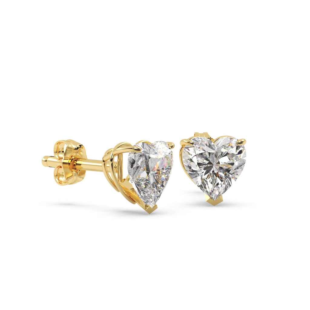 1.50ct. Heart-Cut Lab Diamond Stud Earrings 14kt Yellow Gold (G-H, SI1)