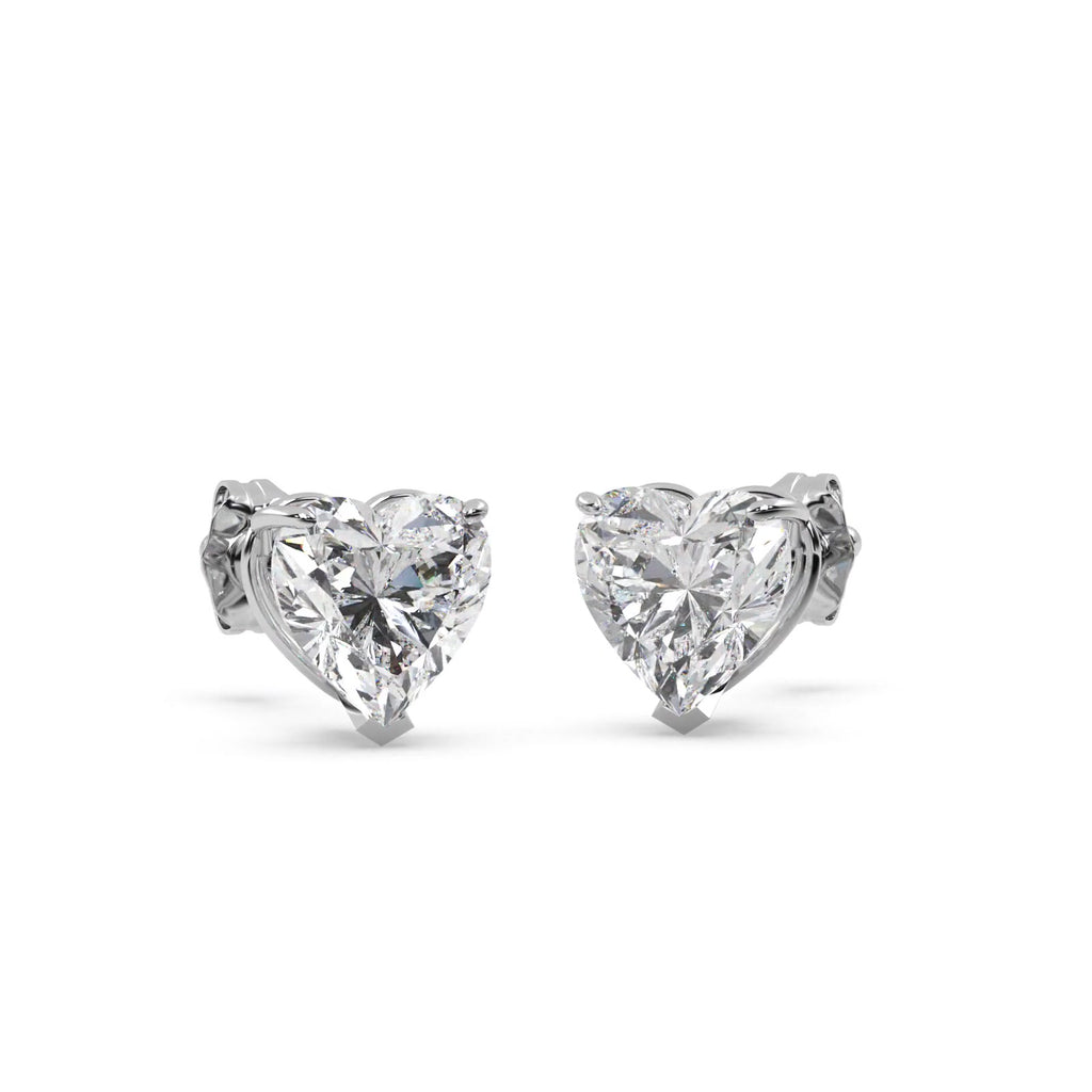 0.50ct Heart-Cut Diamond Stud Earrings 18kt White Gold (H, SI1-SI2)