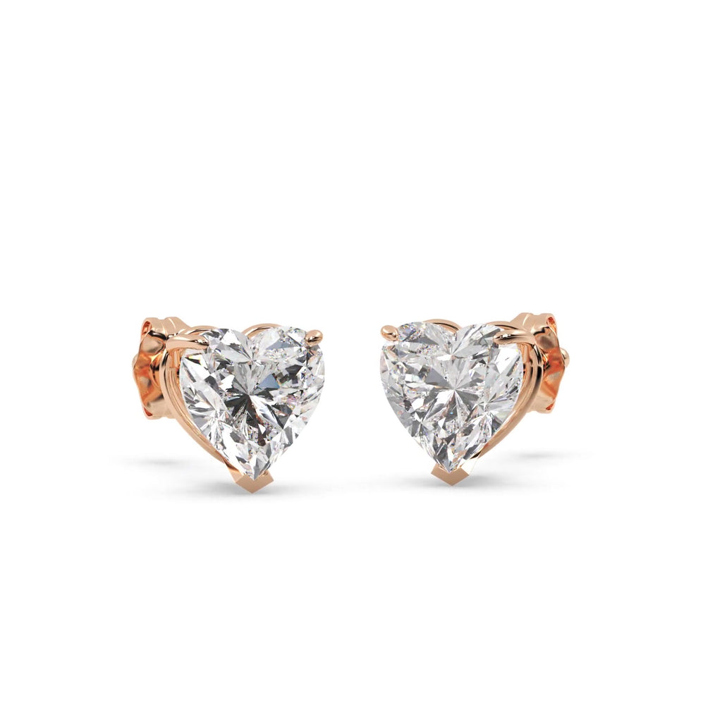 1.00ct Heart-Cut Lab Diamond Stud Earrings 14kt Rose Gold (F-G, VS1)