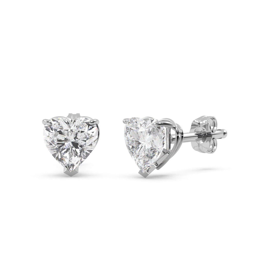 1.00ct Heart-Cut Diamond Stud Earrings 18kt White Gold (G-H, VS2-SI1)