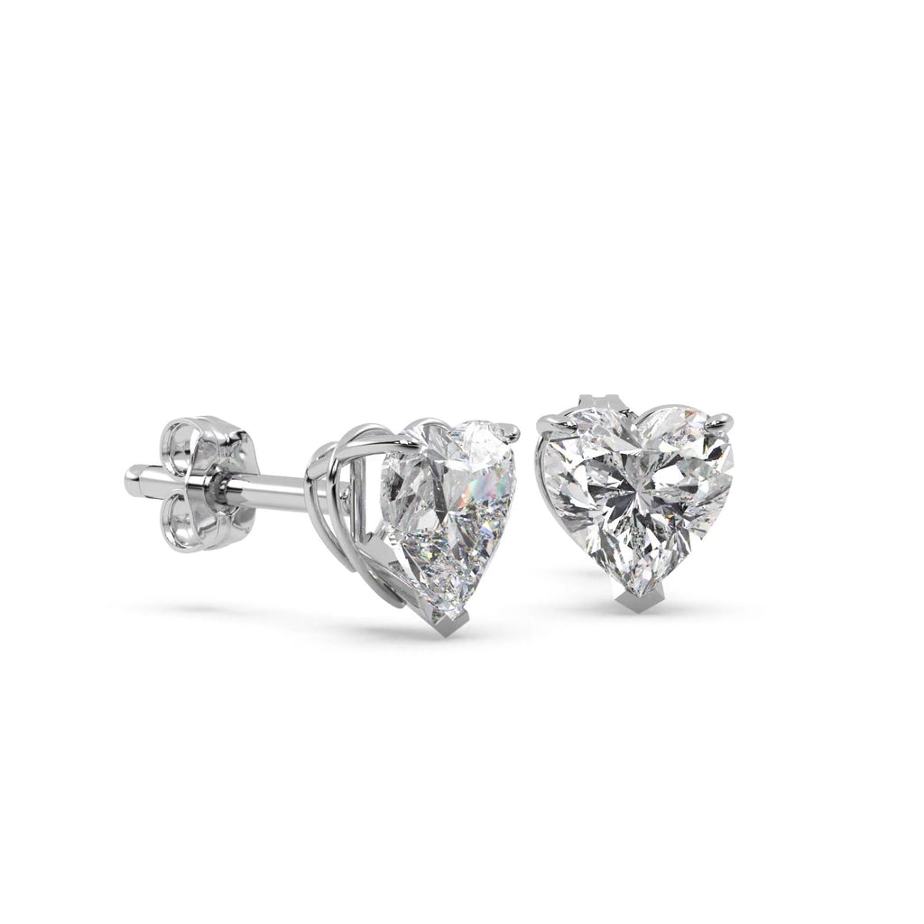 1.00ct Heart-Cut Diamond Stud Earrings 18kt White Gold (G-H, VS2-SI1)