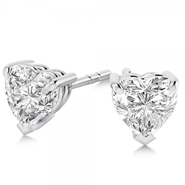 2.00ct Heart-Cut Lab Diamond Stud Earrings 14kt White Gold (F-G, VS1)