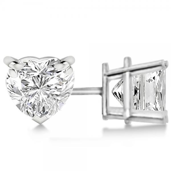 0.75ct Heart-Cut Lab Diamond Stud Earrings 14kt White Gold (F-G, VS1)