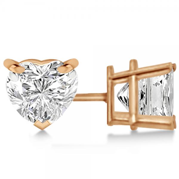1.50ct Heart-Cut Lab Diamond Stud Earrings 18kt Rose Gold (F-G, VS1)
