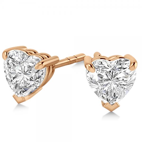 1.50ct Heart-Cut Lab Diamond Stud Earrings 18kt Rose Gold (F-G, VS1)