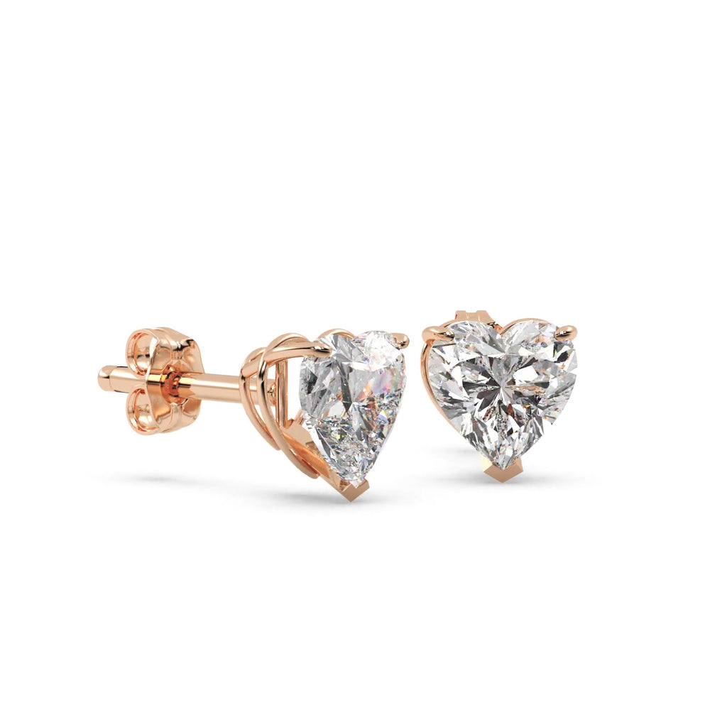 1.00ct Heart-Cut Moissanite Stud Earrings 14kt Rose Gold (F-G, VVS1)