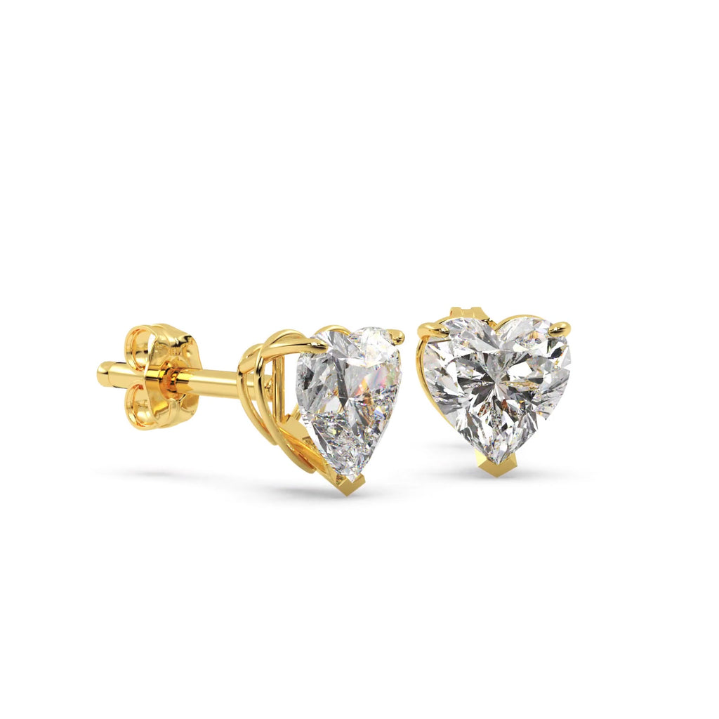 0.50ct Heart-Cut Moissanite Stud Earrings 18kt Yellow Gold (F-G, VVS1)