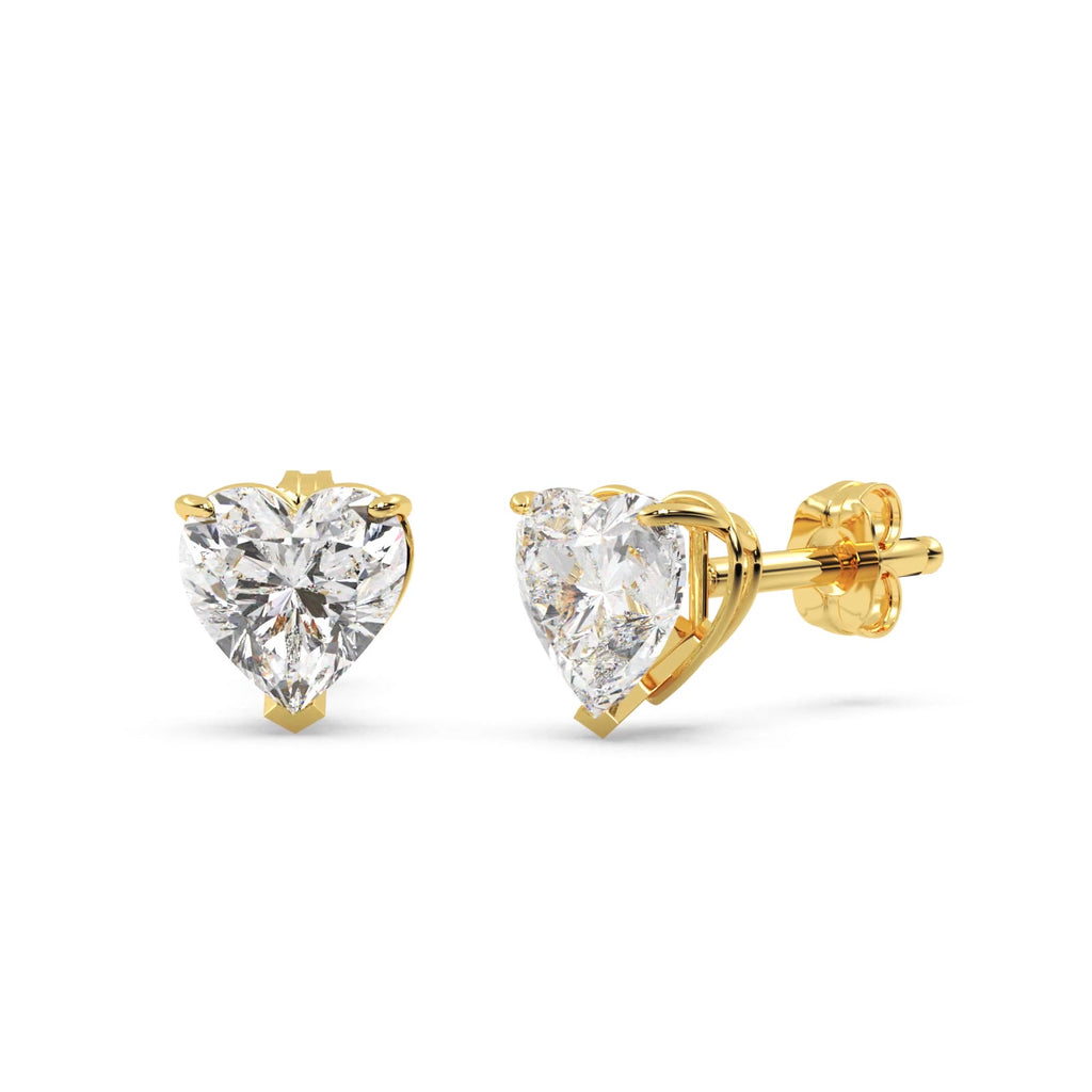 0.75ct Heart-Cut Moissanite Stud Earrings 18kt Yellow Gold (F-G, VVS1)