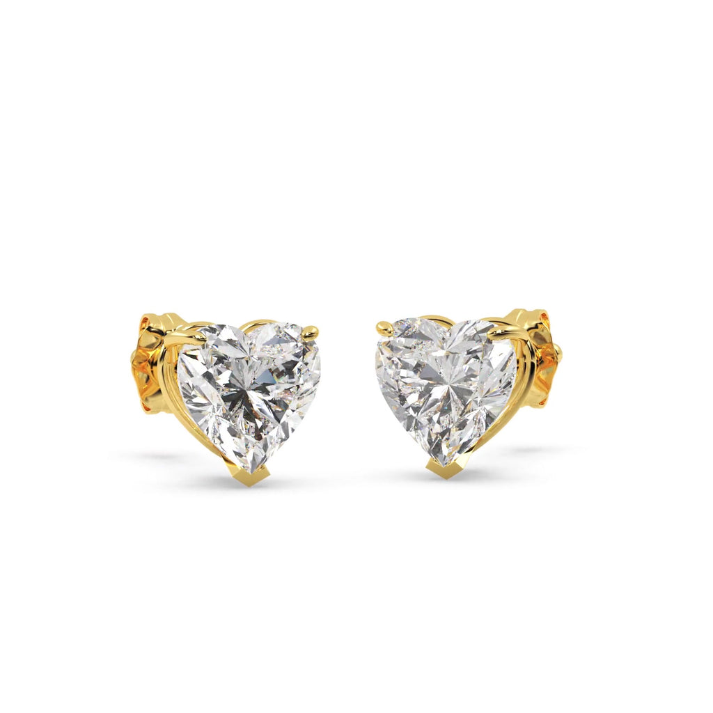 0.75ct Heart-Cut Moissanite Stud Earrings 18kt Yellow Gold (F-G, VVS1)