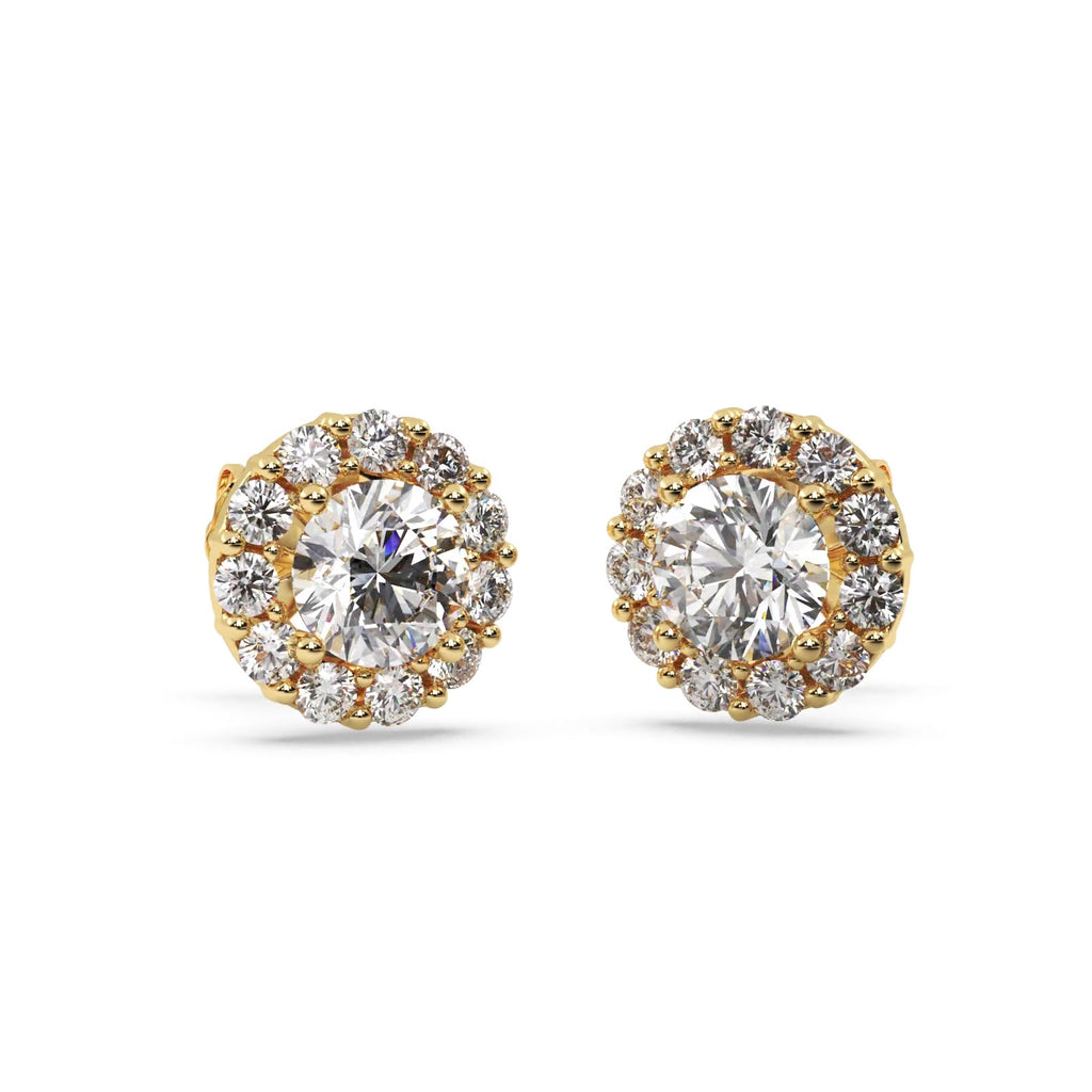 0.75ct. Halo Lab Diamond Stud Earrings 14kt Yellow Gold (F-G, VS1)