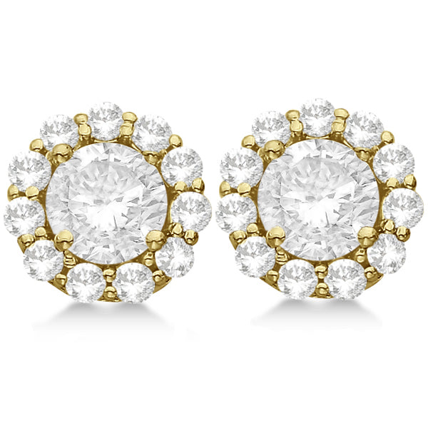3.00ct. Halo Diamond Stud Earrings 18kt Yellow Gold (H, SI1-SI2)