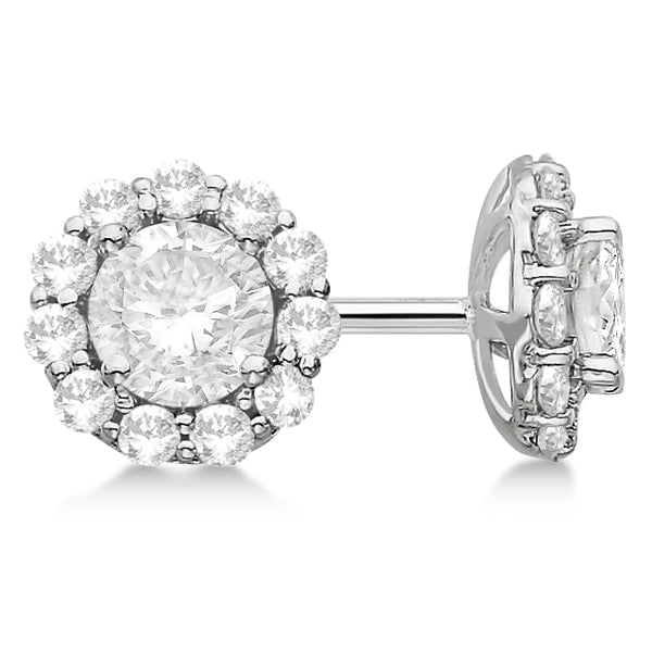 1.50ct. Halo Diamond Stud Earrings 18kt White Gold (G-H, VS2-SI1)