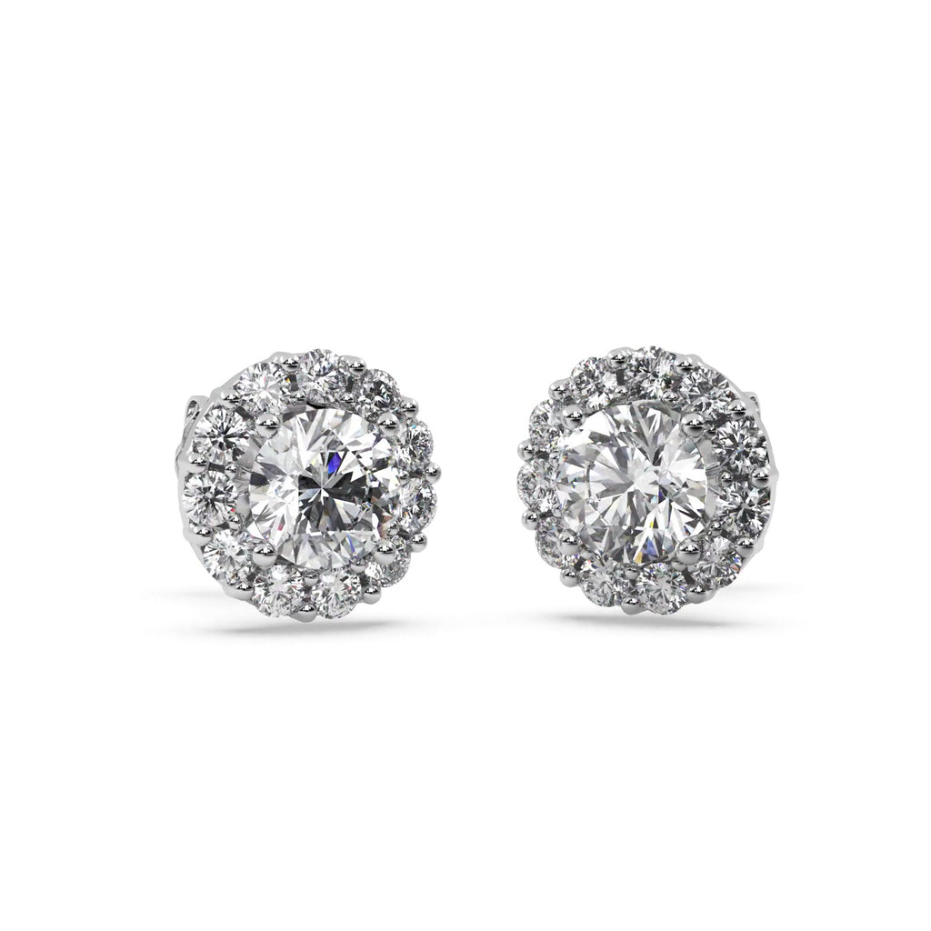 3.00ct. Halo Lab Diamond Stud Earrings 18kt White Gold (F-G, VS1)