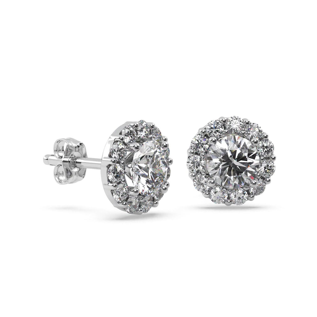 3.00ct. Halo Lab Diamond Stud Earrings 18kt White Gold (F-G, VS1)