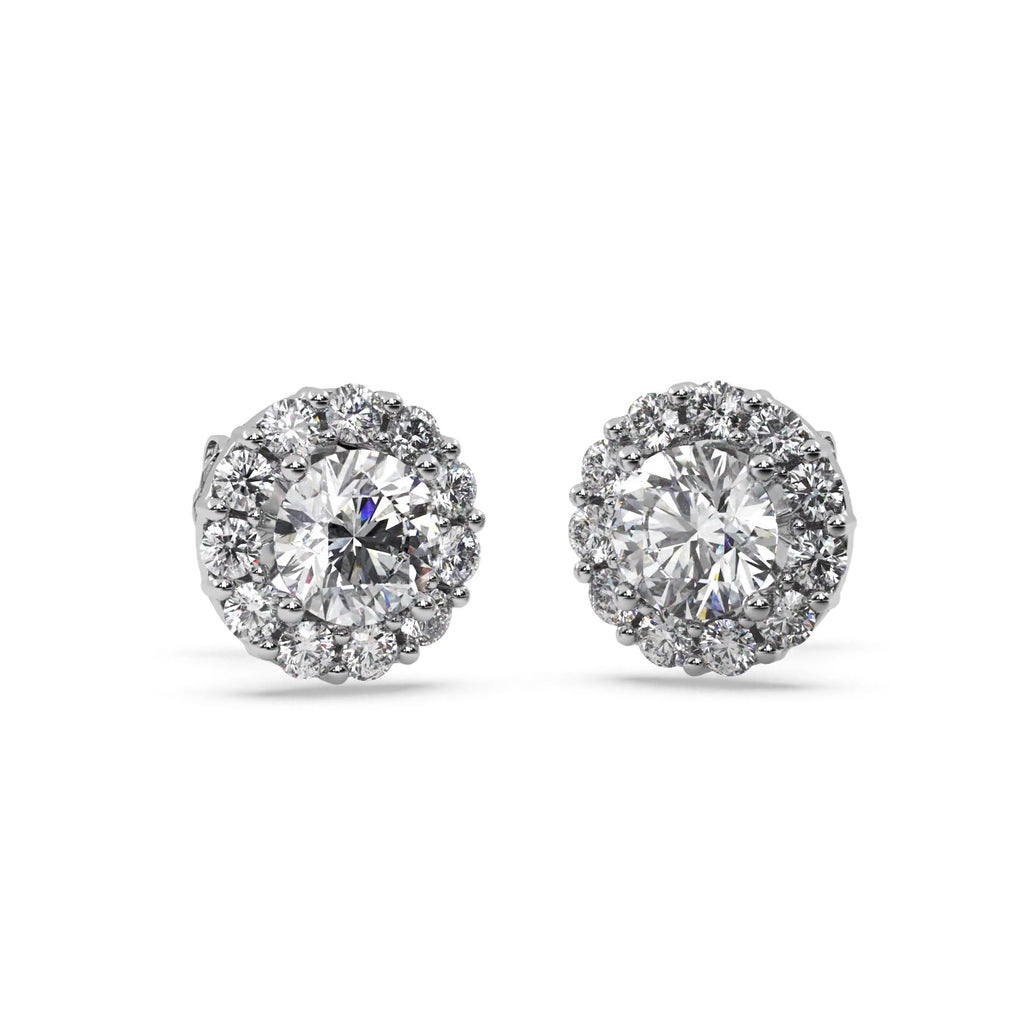 0.75ct. Halo Lab Diamond Stud Earrings 18kt White Gold (G-H, SI1)