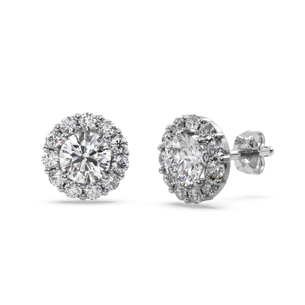 0.75ct. Halo Lab Diamond Stud Earrings 18kt White Gold (G-H, SI1)