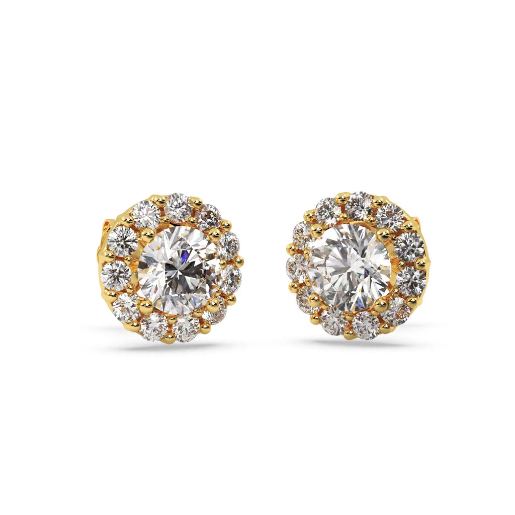 3.00ct. Halo Lab Diamond Stud Earrings 18kt Yellow Gold (F-G, VS1)