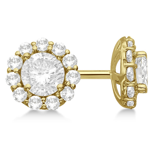 3.00ct. Halo Lab Diamond Stud Earrings 14kt Yellow Gold (F-G, VS1)