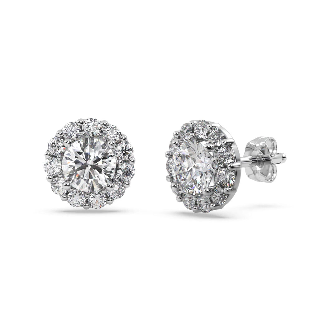 0.75ct. Halo Diamond Stud Earrings Platinum (G-H, VS2-SI1)
