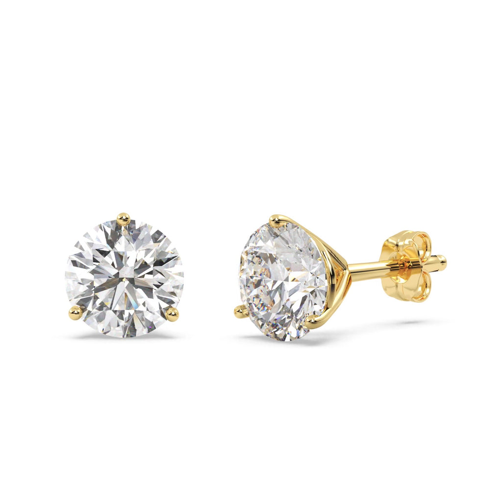 3.00ct. 3-Prong Martini Lab Diamond Stud Earrings 14kt Yellow Gold (G-H, SI1)