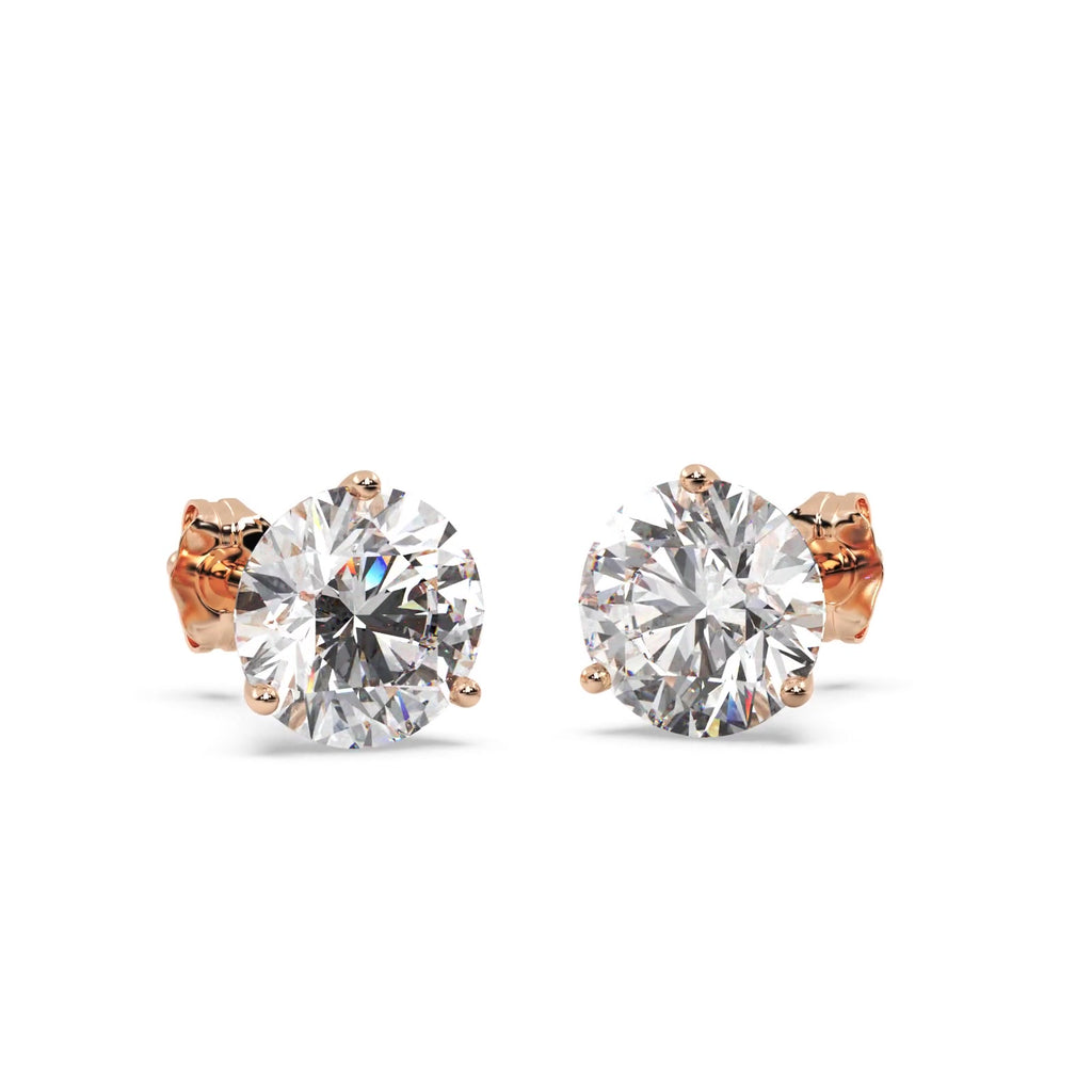 1.50ct. 3-Prong Martini Lab Diamond Stud Earrings 14kt Rose Gold (G-H, SI1)