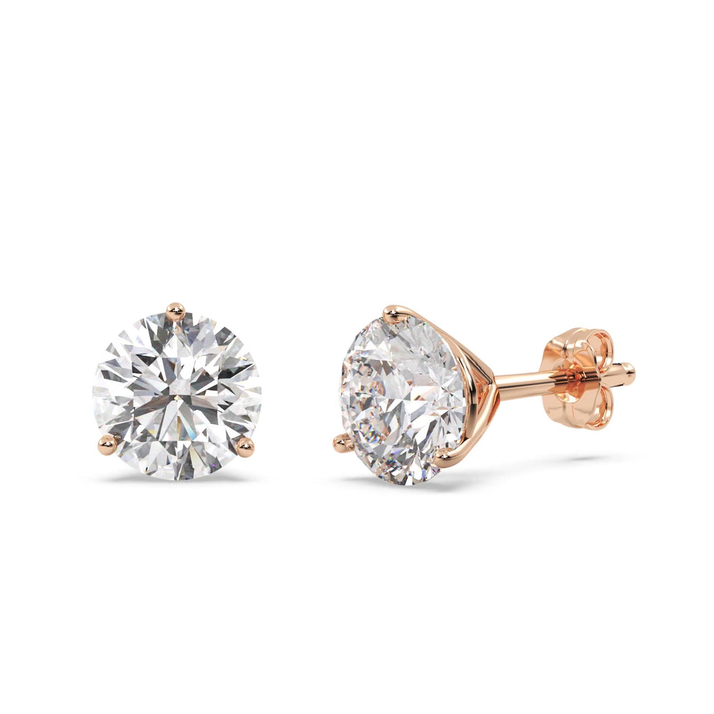1.50ct. 3-Prong Martini Lab Diamond Stud Earrings 14kt Rose Gold (G-H, SI1)