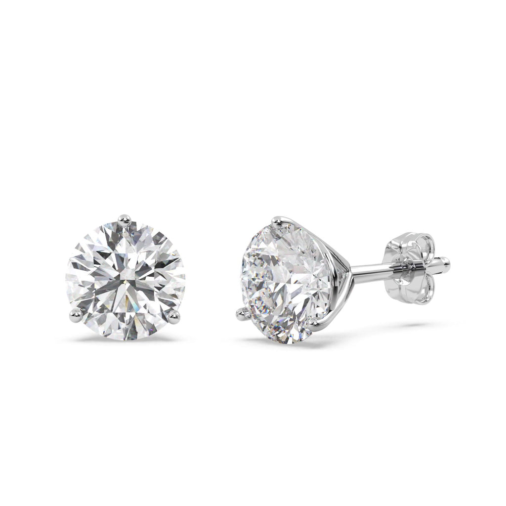 1.00ct. 3-Prong Martini Moissanite Stud Earrings 14kt White Gold (F-G, VVS1)
