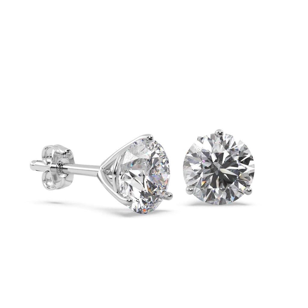 2.50ct. 3-Prong Martini Moissanite Stud Earrings 14kt White Gold (F-G, VVS1)