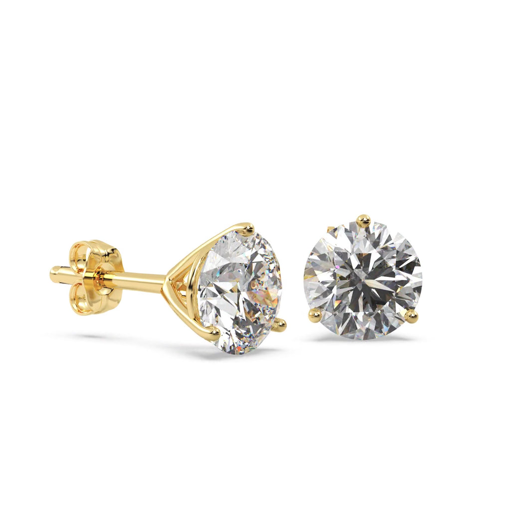 1.00ct. 3-Prong Martini Moissanite Stud Earrings 18kt Yellow Gold (F-G, VVS1)