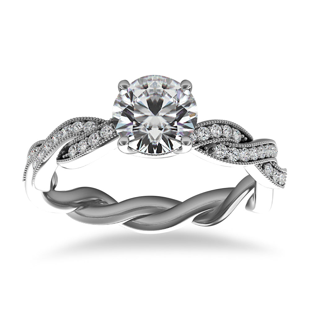 Diamond Infinity Twisted Engagement Ring 14k White Gold (0.22ct)