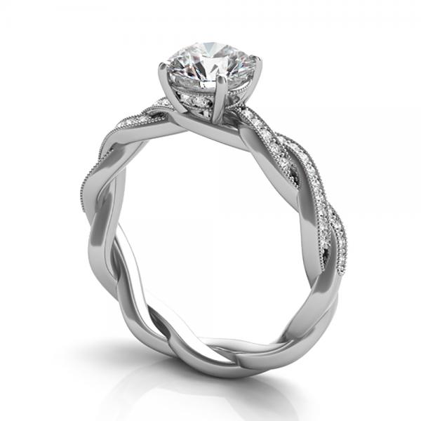 Diamond Infinity Twisted Engagement Ring 14k White Gold (0.22ct)