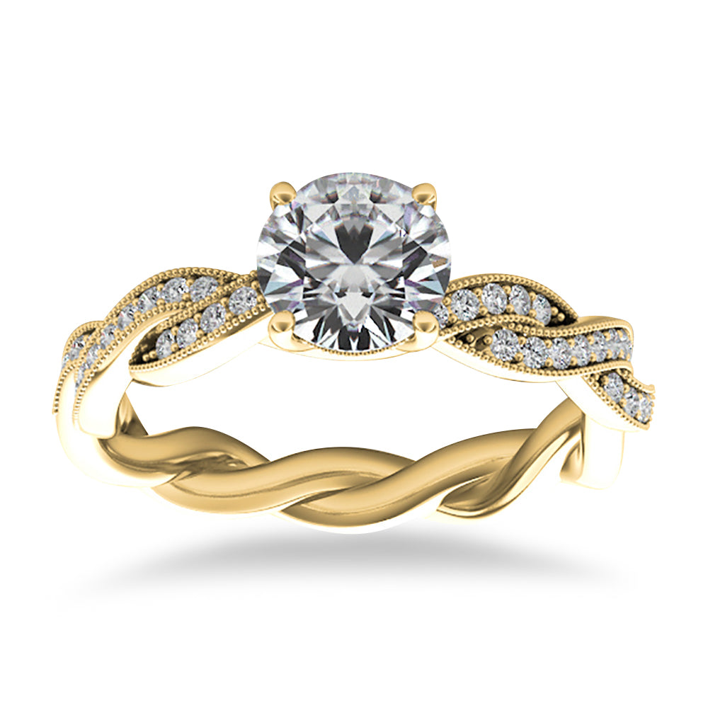 Diamond Infinity Twisted Engagement Ring 14k Yellow Gold (0.22ct)
