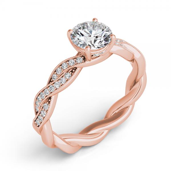 Diamond Twisted Bridal Set Setting 14k Rose Gold (0.42ct)