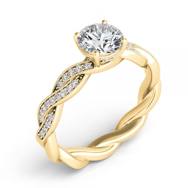 Diamond Twisted Bridal Set Setting 14k Yellow Gold (0.42ct)