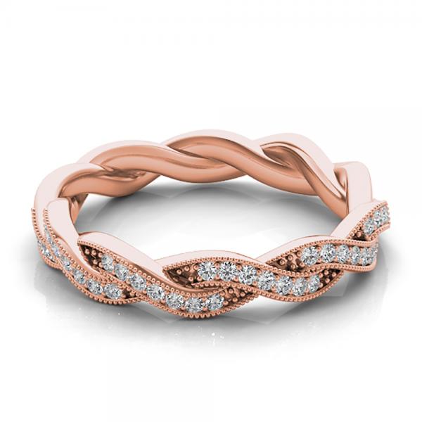 Diamond Twisted Wedding Band 14k Rose Gold (0.20ct)