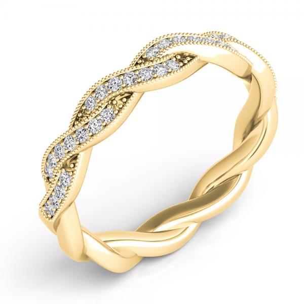 Diamond Twisted Wedding Band 14k Yellow Gold (0.20ct)