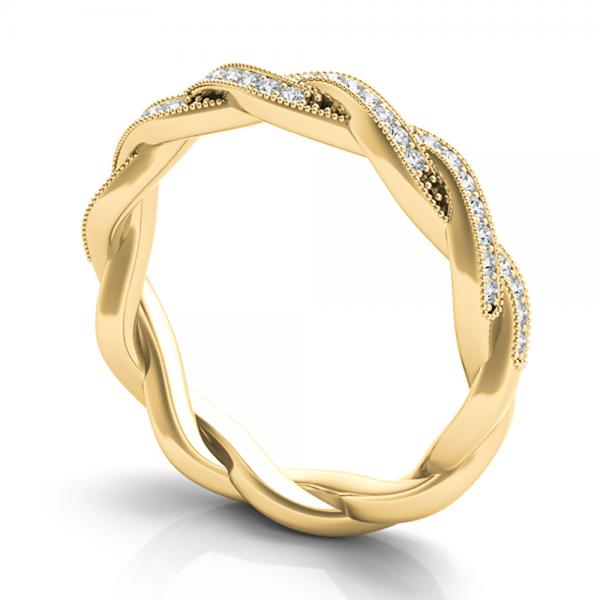 Diamond Twisted Wedding Band 14k Yellow Gold (0.20ct)
