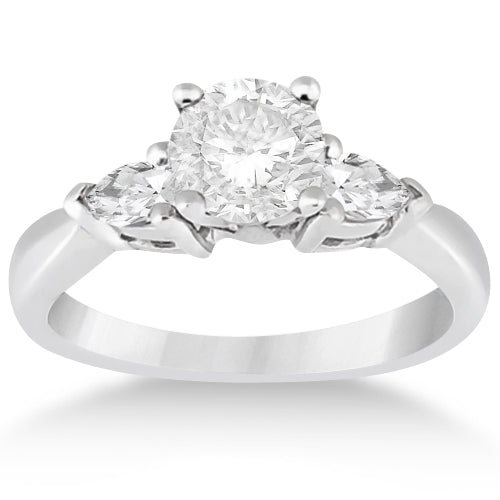 Three Stone Pear Shaped Diamond Engagement Ring 14k White Gold (0.50ct)