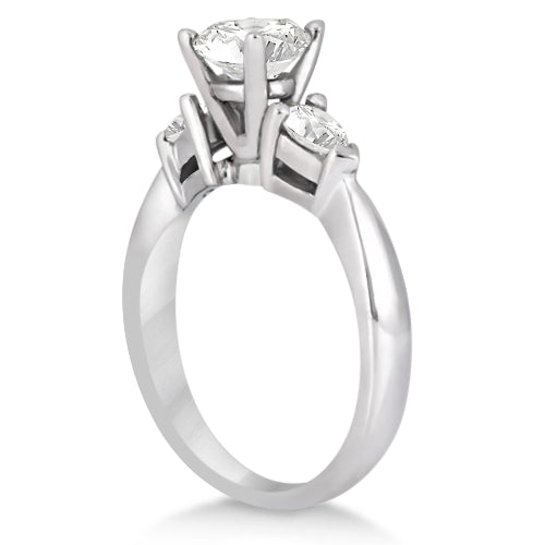 Three Stone Pear Shaped Diamond Engagement Ring 14k White Gold (0.50ct)