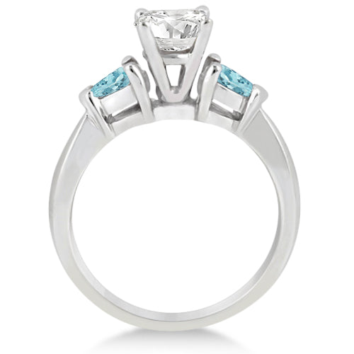 Pear Cut Three Stone Aquamarine Engagement Ring 14k White Gold (0.50ct)