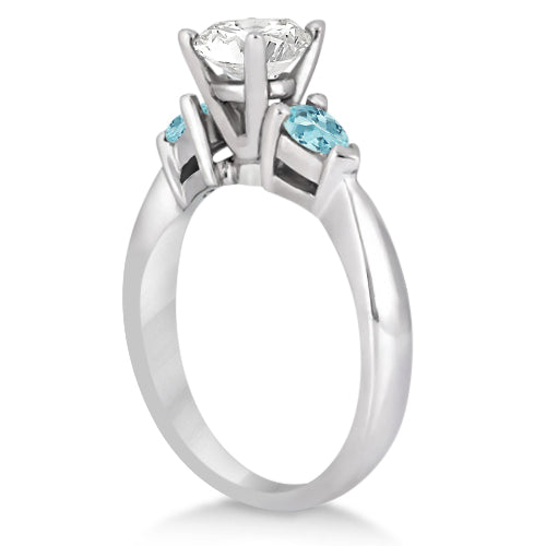 Pear Cut Three Stone Aquamarine Engagement Ring 14k White Gold (0.50ct)
